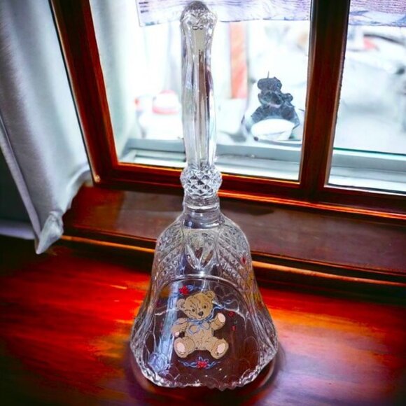 Crystal Other - Vintage 90s Lead Cut Crystal Teddy Bear Decorative Bell NEW